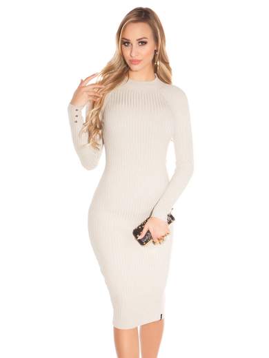 KOUCLA Abito in Maglia Lungo Midi con Schiena Scoperta Sexy