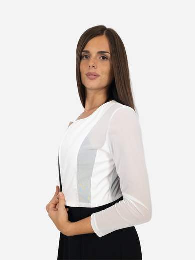 Women’s Open Shrug in Stretch Tulle and Faux Leather