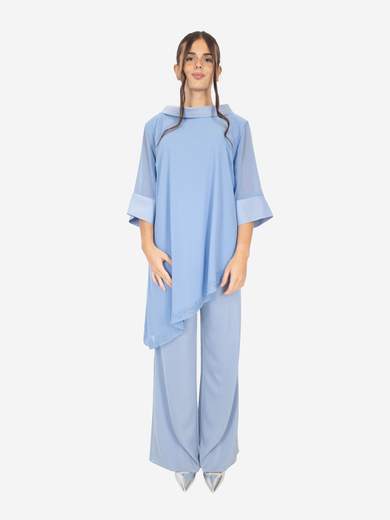 Completo Elegante Curvy con Casacca Asimmetrica e Strass – Modello YSE370TU4038