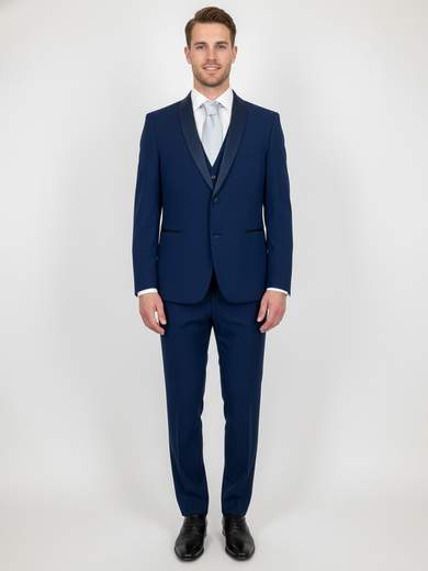 MARCEL MOREL Abito Uomo Drop 8 Slim Fit con Revers Sciallato in Raso – Completo 3 Pezzi AY225AFIL-GLT01-D8