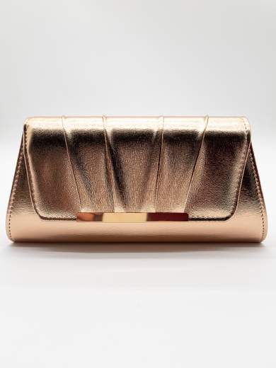 Shiny Bronze Elegant Ceremony Clutch Bag with Chain