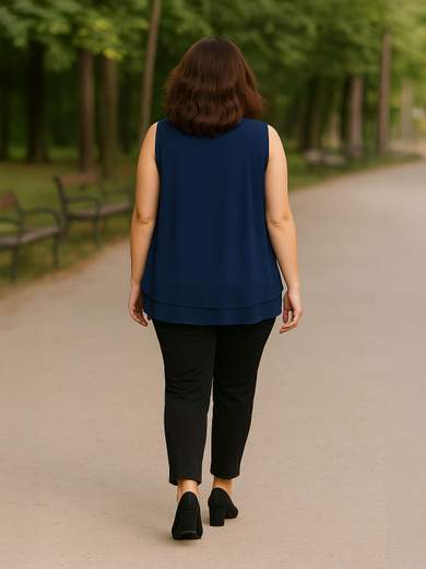 Curvy Girl Blusa curvy smanicata in georgette – Taglie 48-52 T5915T5