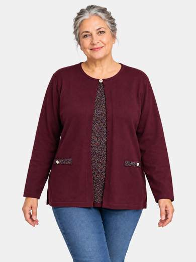 Oversized Viscose Top with Lurex Detail and Jeweled Faux Pockets
