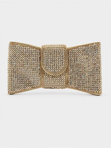 Pochette da cerimonia con strass e catenella staccabile