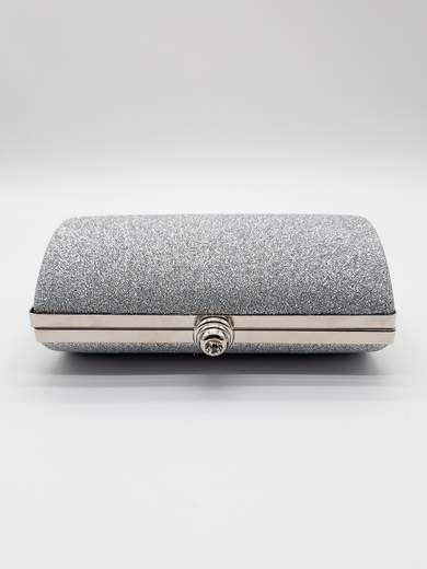 Rigid Silver Glitter Clutch with Removable Chain
