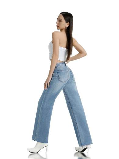 MISS BONBON Jeans Donna Gamba Larga Mom Fit Fondo Taglio Vivo – Miss Bonbon H-2932