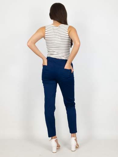 Pantaloni Estivi Donna A Vita Alta Con Elastico In Cotone