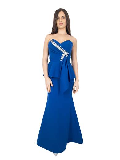 Abito da Sera a Sirena con Strass e Stola in Chiffon 29547