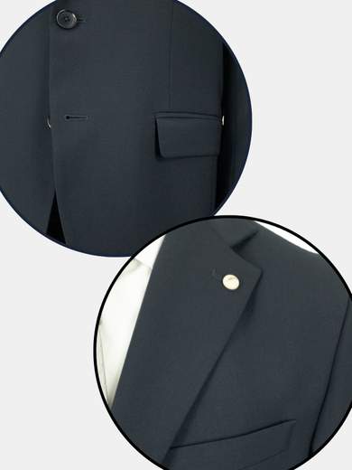 Men's 4-Season Dark Blue Drop 4 Suit in Stretch Wool ELE10212-D4
