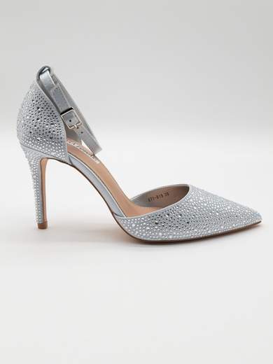 Décolleté da Cerimonia Argento con Strass e Tacco 9 cm A71-819-ARGENTO