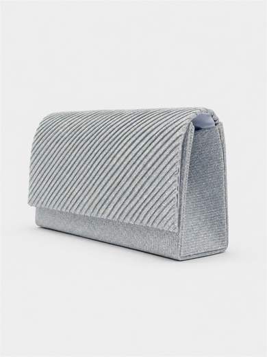 Silver Glitter Evening Clutch with Chain Strap XX3480-ARGENTO