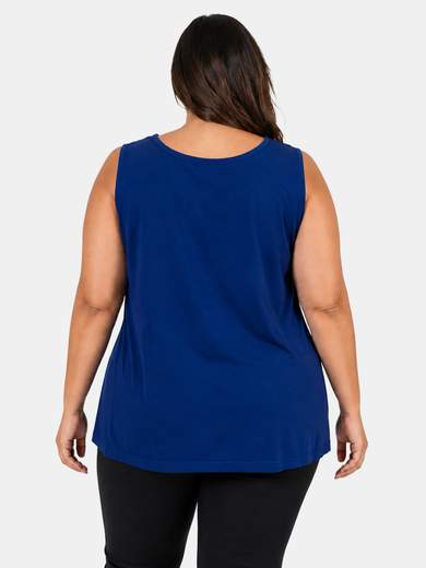 Canotta Curvy in Cotone con Spalline Larghe e Strass