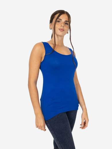 Slim Fit Women’s Tank Top with Wide Straps in Stretch Viscose