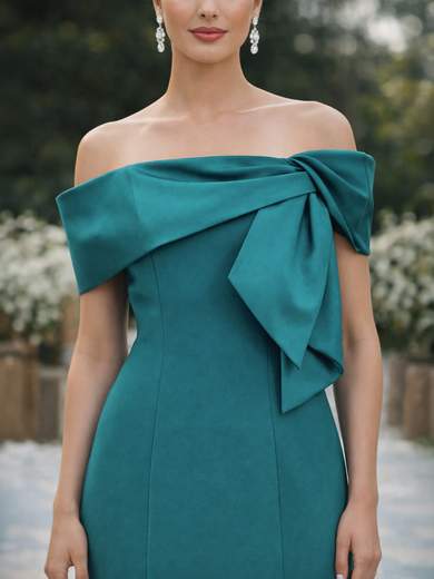 Abito da Cerimonia Lungo a Sirena con Scollo Omerale SSU900