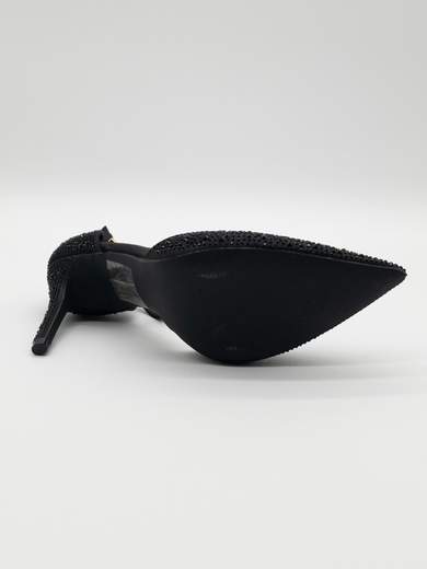 Black Formal Pumps with Rhinestones and 9 cm Heel A71-819-NERO