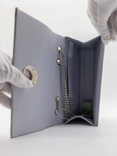 Pochette da sera glitter argento con tracolla in catena HD1283-ARGENTO
