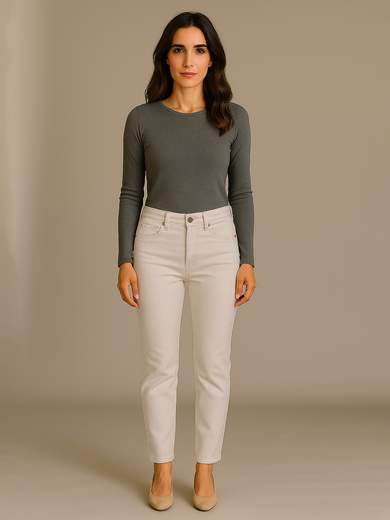 Emanuela Costa Jeans donna in fustagno elasticizzato a 5 tasche vita medio alta gamba dritta EC6833