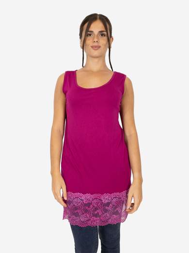 Canotta Lunga Curvy con Pizzo per Donna – Morbida e Comoda