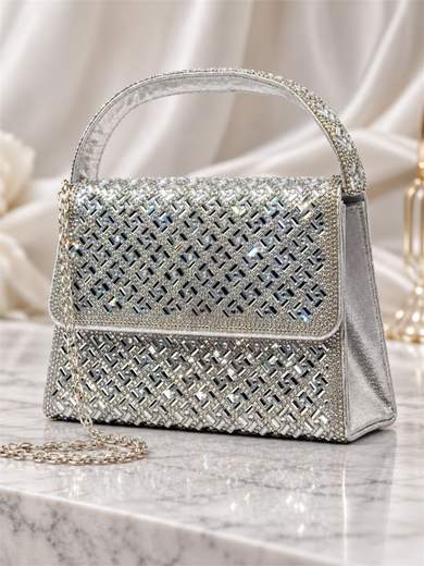 MICHELLE MOON Pochette argento con strass HL3525-ARGENTO