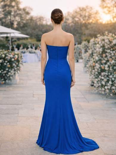 Sologioie Abito Lungo da Cerimonia con Spacco e Dettaglio Plissettato ssu880