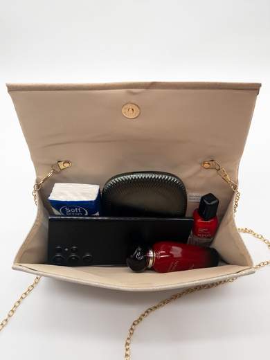 Pochette Elegante Avorio Glitterata con Chiusura Magnetica