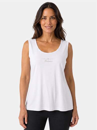 Women's Cotton Tank Top Perlarara with Rhinestones