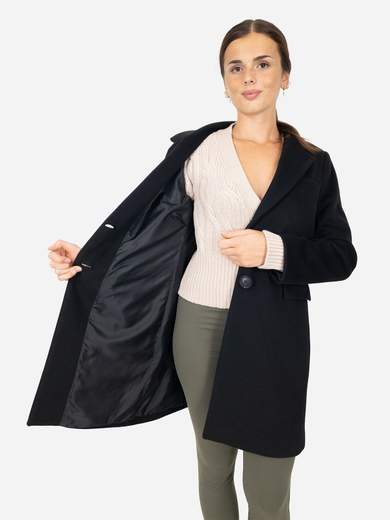Cappotto monopetto donna nero elegante Made in Italy