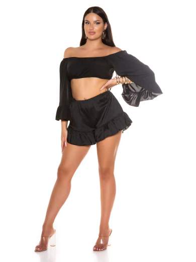KOUCLA Completo Coordinato Top e Shorts con Volant 0000SET62108