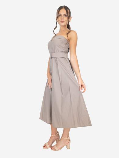 Women's cotton summer dress with belt – Strapless
