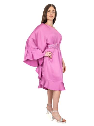 Vestito Cerimonia Elegante Donna Corto Monospalla Semplice