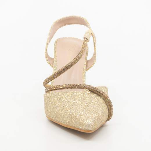 Decolletè glitterate oro da donna per cerimonia tacco alto