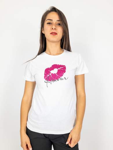 T-shirt Maniche Corte Donna In Cotone Con Scritte E Stampe 24038
