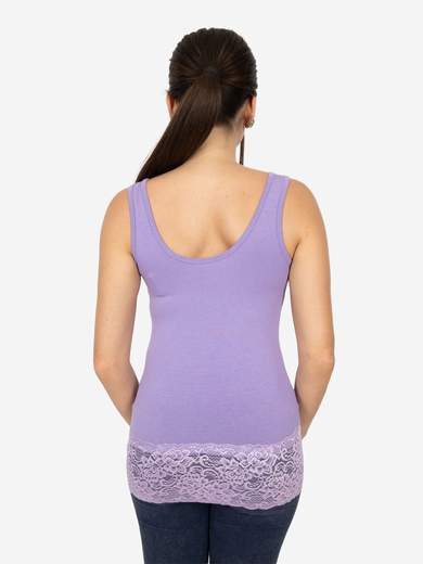 Canotta Donna Slim Fit con Pizzo in Fondo – Modello Corto Elasticizzato