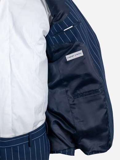 Men's Blue Pinstripe Comfort Stretch Drop 7 Suit