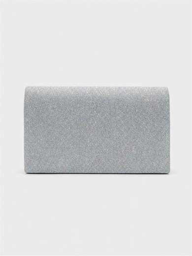 Pochette glitter argento con tracolla staccabile