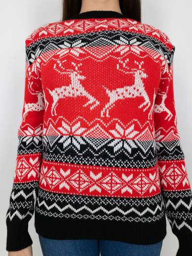 Maglione natalizio con motivo renne e fiocchi di neve