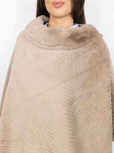 Poncho Donna Invernale Elegante in Pelliccia Sintetica