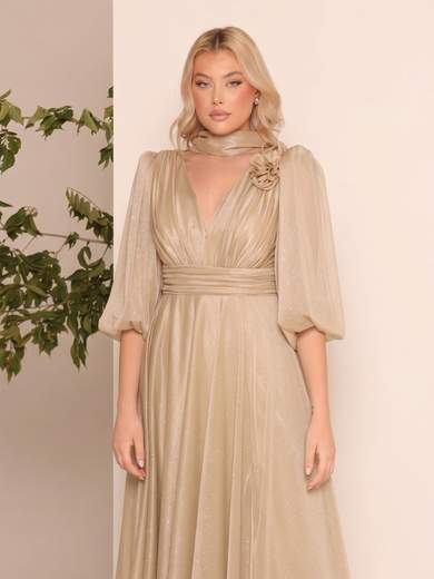 Bianca Brandi Curvy Abito Lungo Curvy da Cerimonia Glitterato con Spacco e Stola 29755m