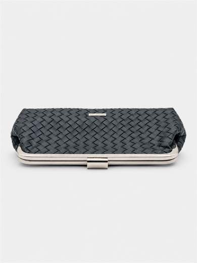 Pochette Nera Elegante da Cerimonia con Doppia Catenella