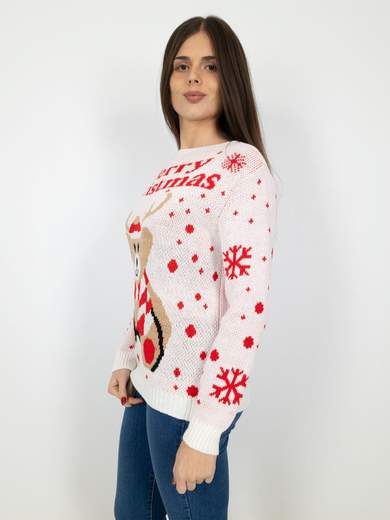 NEW COLLECTION Maglione Natalizio Donna Con Orso E Fiocchi Di Neve