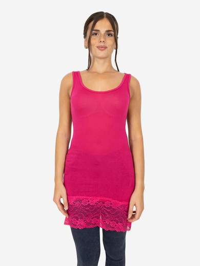 Canotta Donna Lunga Con Pizzo In Fondo Basic Per Leggings Slim Fit