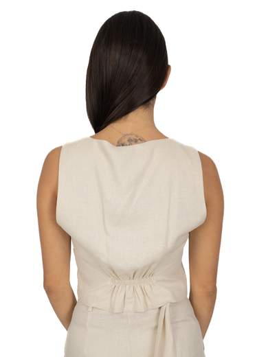 Bucle Gilet Donna Smanicato Estivo In Misto Lino E Viscosa Corto