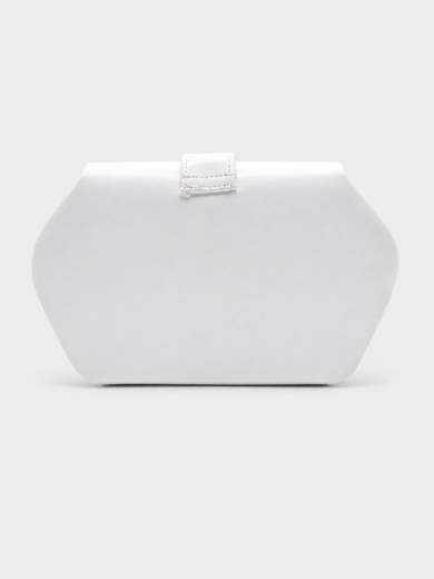 Elegant White Evening Handbag with Jewel Buckle