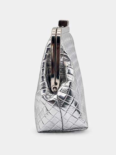 Pochette Argento Elegante da Cerimonia con Doppia Catenella