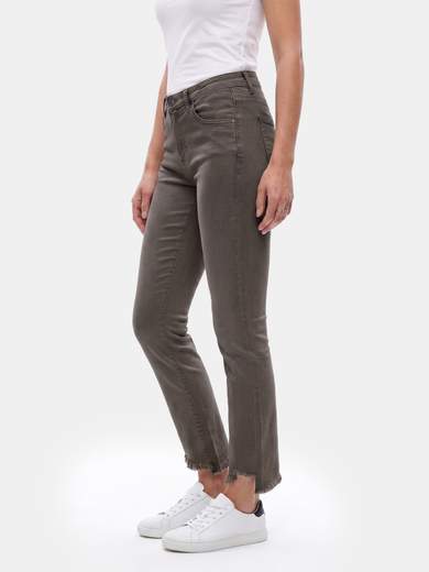 Women's Stretch Crop Flare Jeans with Asymmetric Hem 3D-6826