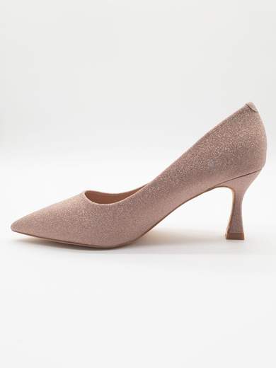 Décolleté rosa antico glitterato tacco medio 7,5 cm a clessidra