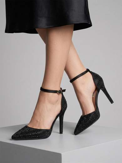 Chiara Foscari Décolleté da cerimonia nera con micro-cristalli, design d'orsay e tacco 9 cm A71-819-NERO