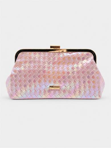 Elegant Pink Ceremony Clutch Bag with Double Chain