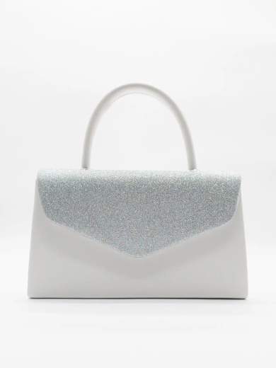 Pochette argento elegante con glitter e tracolla removibile