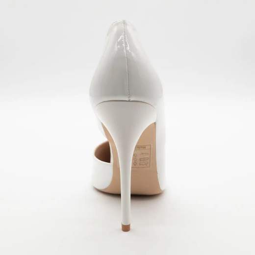 Décolleté elegante in vernice bianca con tacco stiletto 10,5 cm